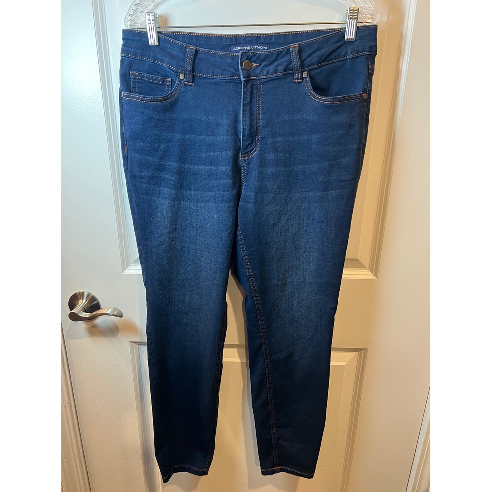 Adrienne Vittadini Womens Skinny Jeans Stretch Dark Wash Blue 14W